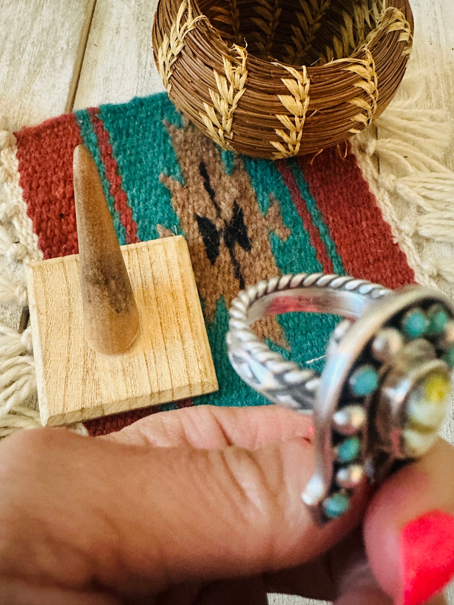 Handcrafted Sterling Silver & Turquoise Adjustable Horseshoe Ring