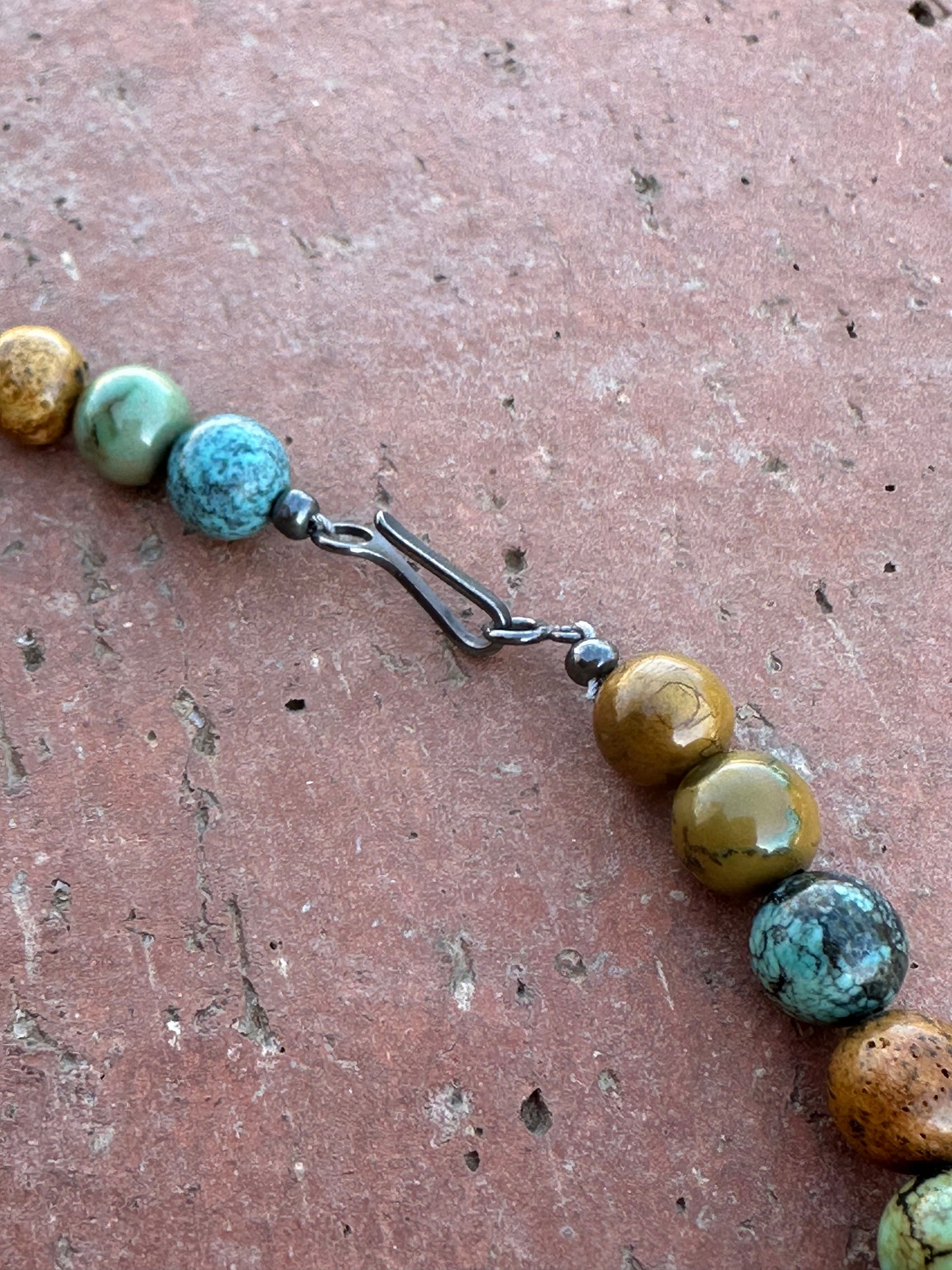 Turquoise & Sterling Silver 8mm Beaded Necklace