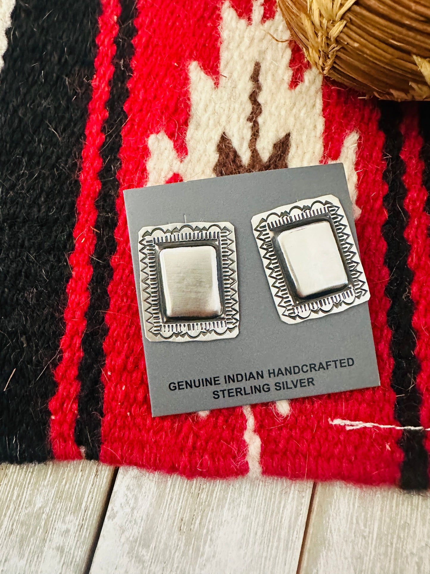 Handcrafted Sterling Silver Concho Post Earrings by Leander Tahe