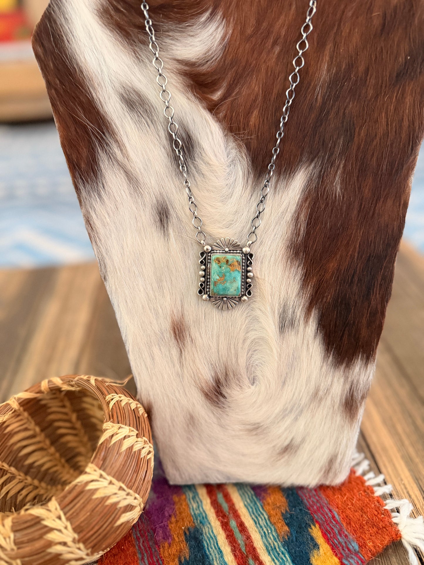 Handcrafted Royston Turquoise & Sterling Silver Necklace by Daniel Benally