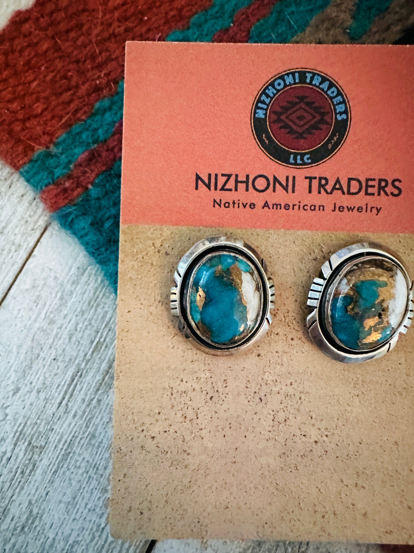 Handcrafted Spice & Sterling Silver Post Earrings