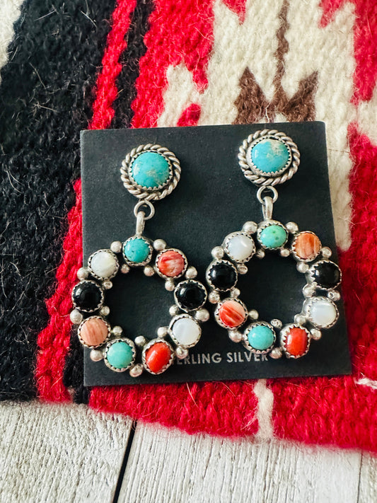 Handcrafted Sterling Silver & Multi Stone Dangle Earrings