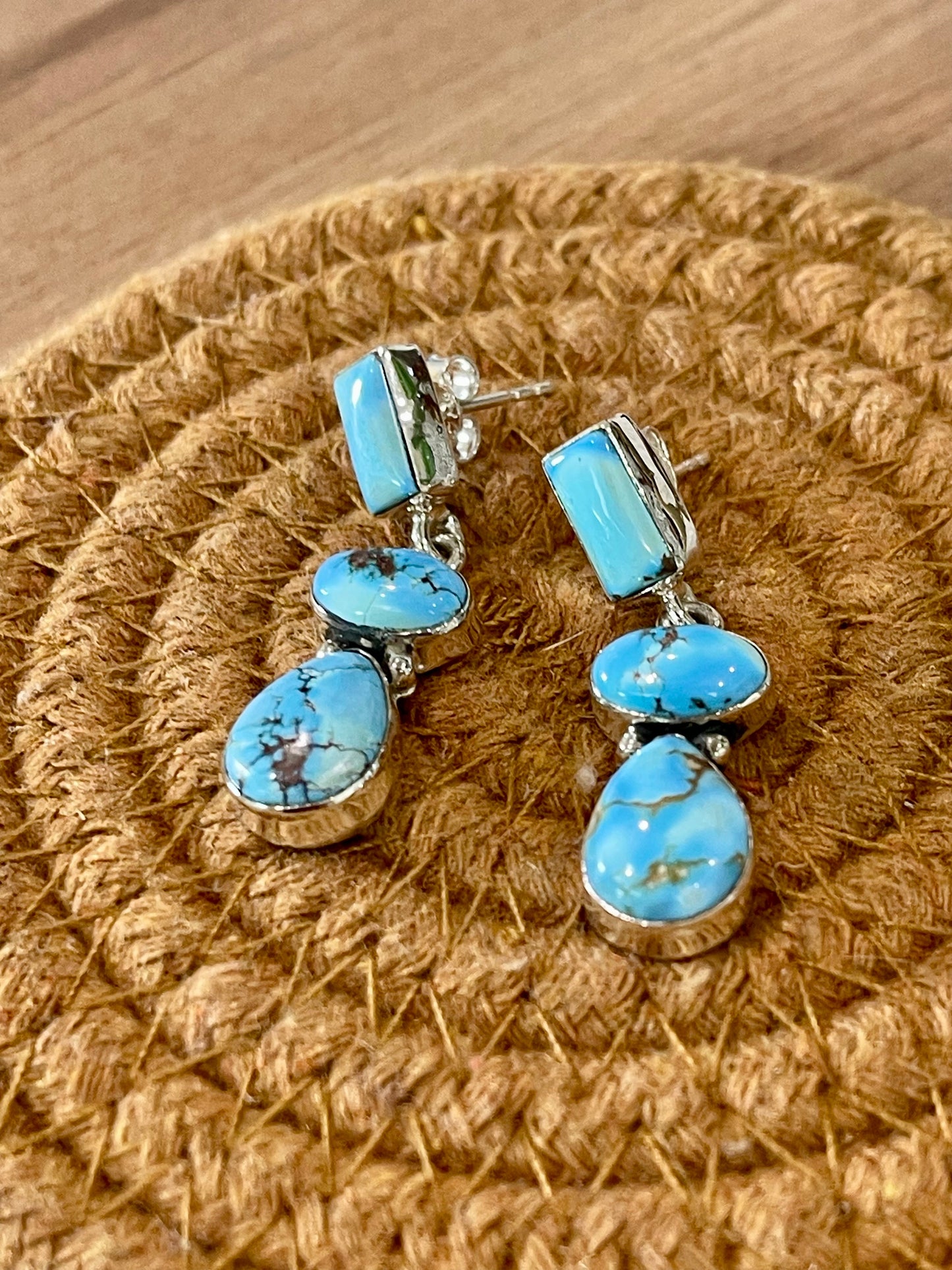 Handcrafted Sterling Silver & Golden Hills Post Dangle Earrings