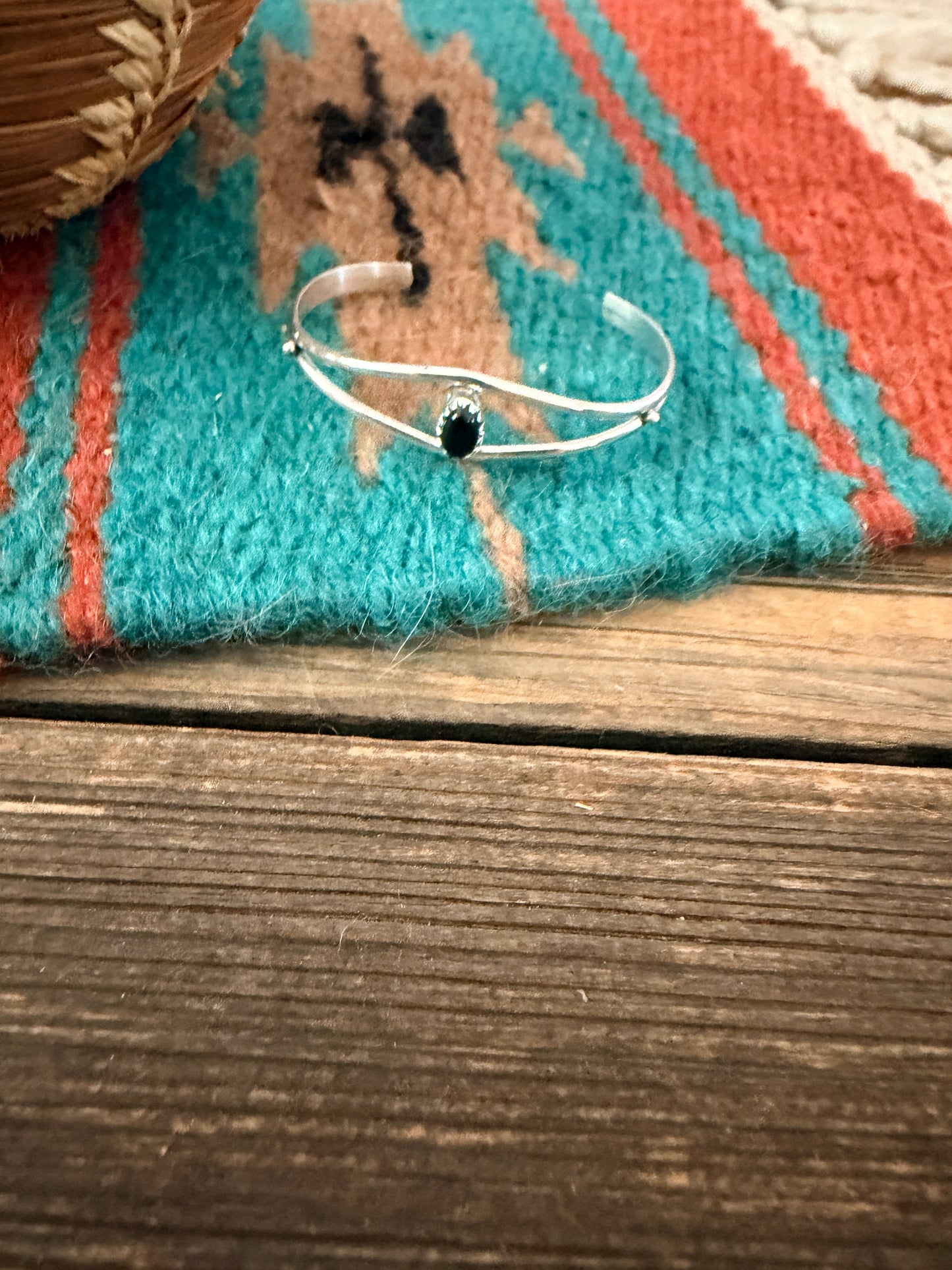 Handcrafted Onyx & Sterling Silver Baby Cuff Bracelet