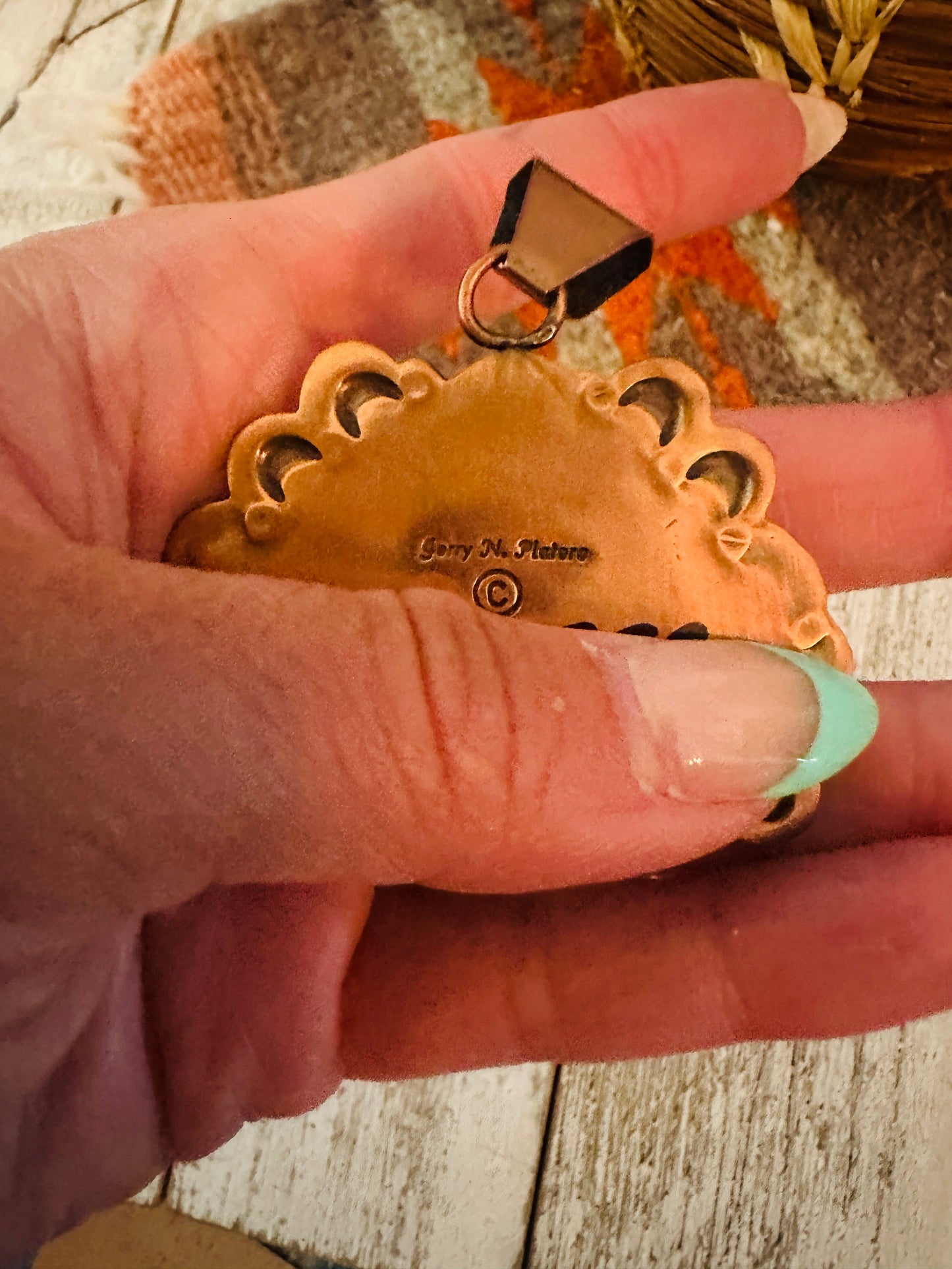 Handcrafted Turquoise & Copper Pendant by Jerry Platero