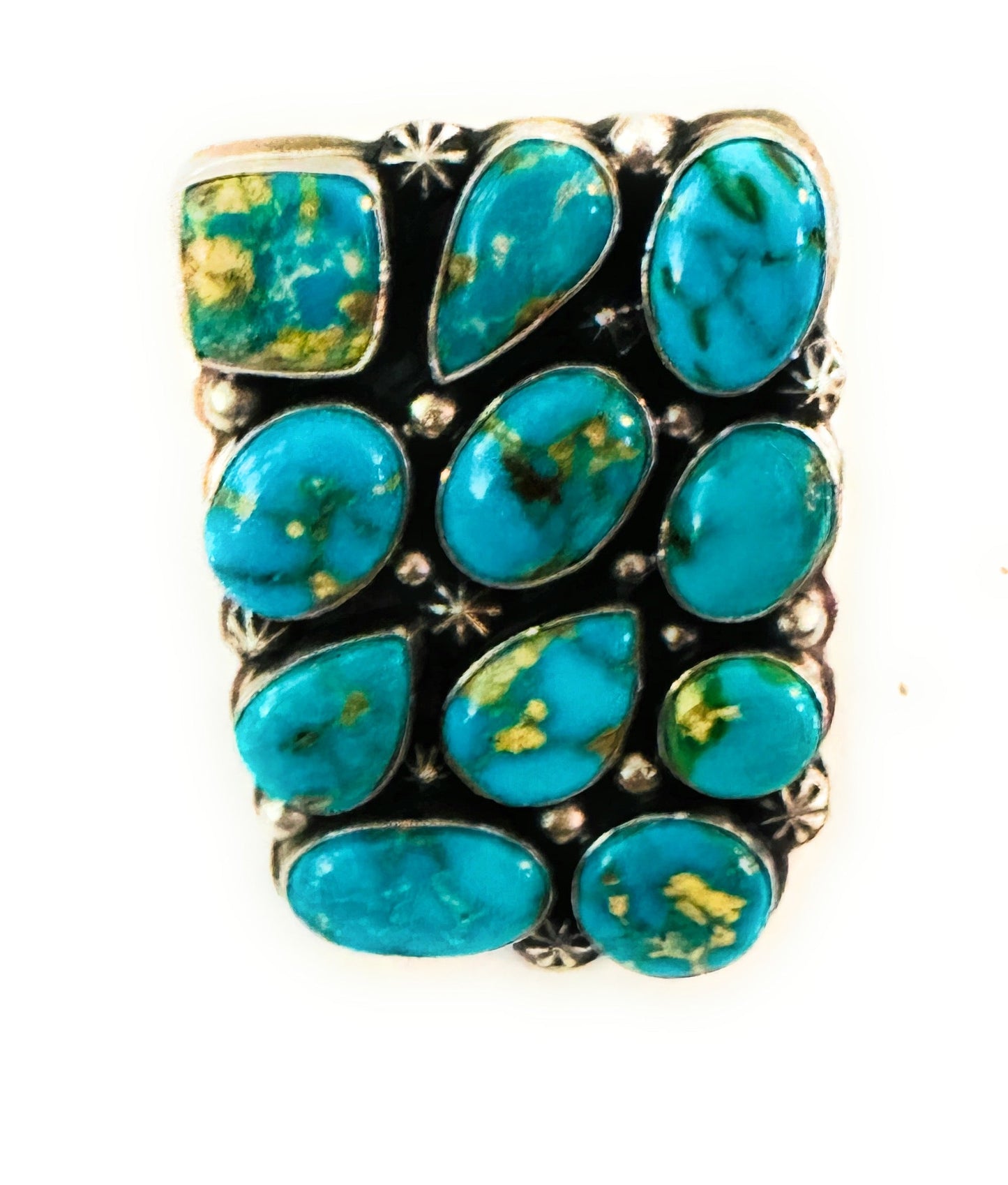 Handcrafted Sonoran Mountain Turquoise & Sterling Silver Adjustable Cluster Ring