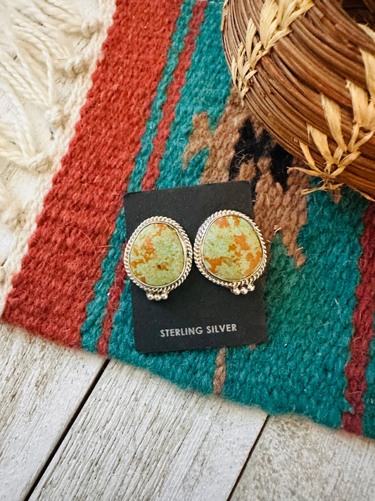Handcrafted Turquoise & Sterling Silver Post Earrings