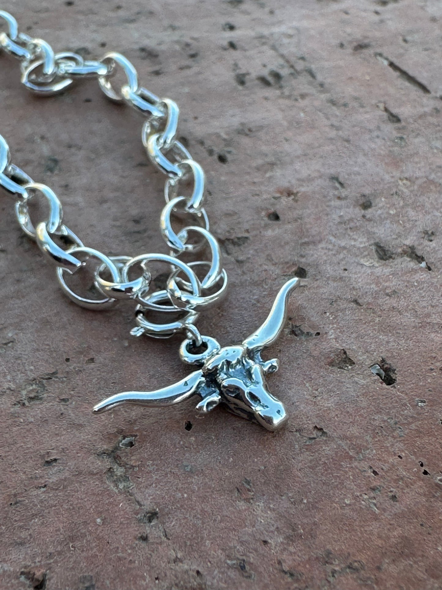 Handcrafted Sterling Silver Steer Head Charm