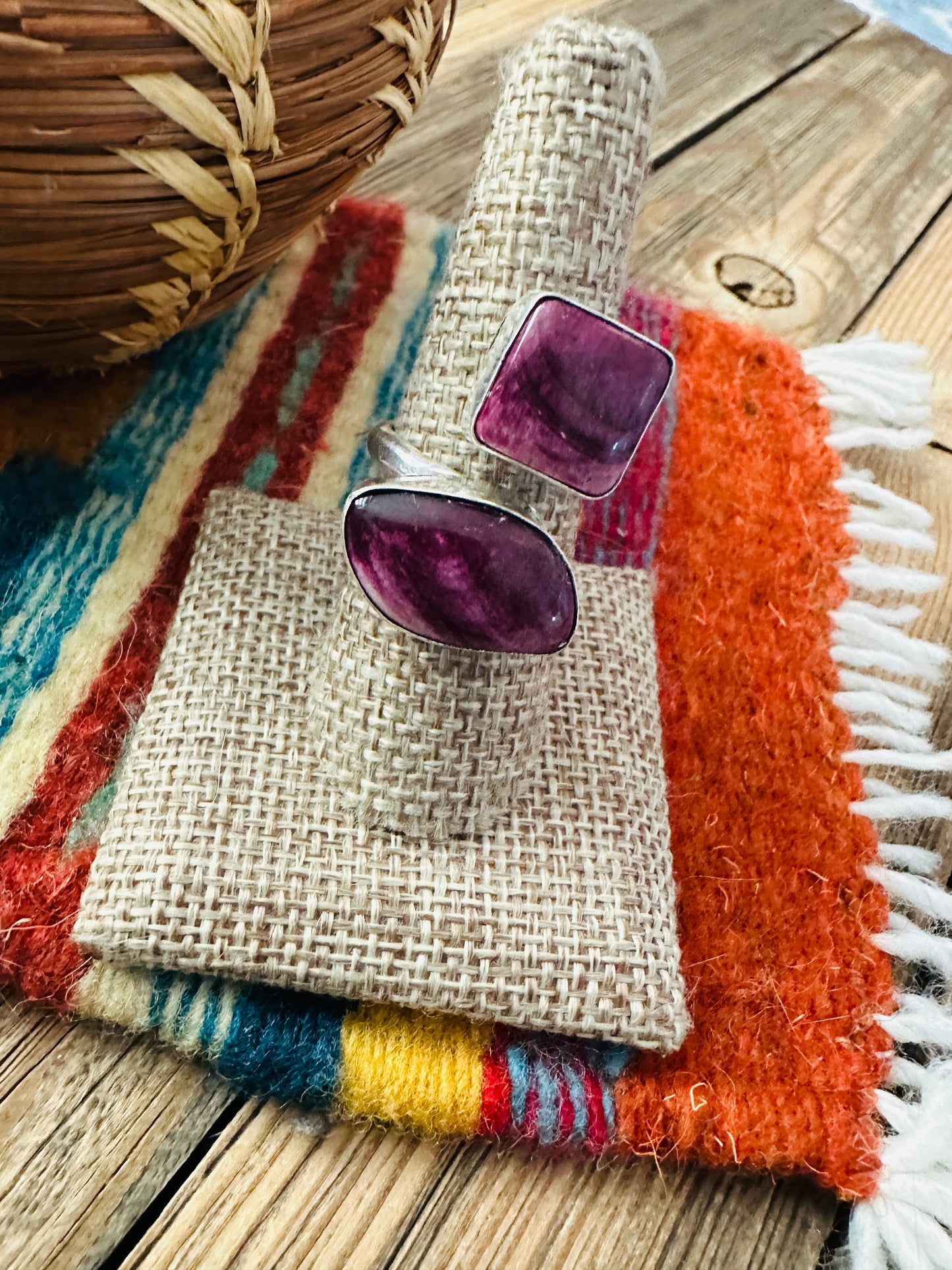 Handcrafted Purple Spiny Oyster & Sterling Silver Adjustable Ring