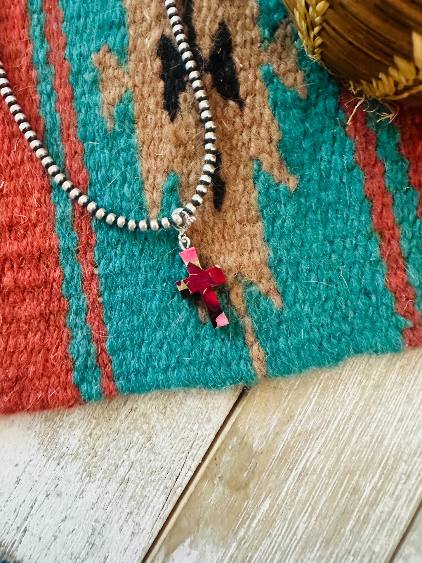 Handcrafted  & Hand Carved Rose Dahlia Cross Charm