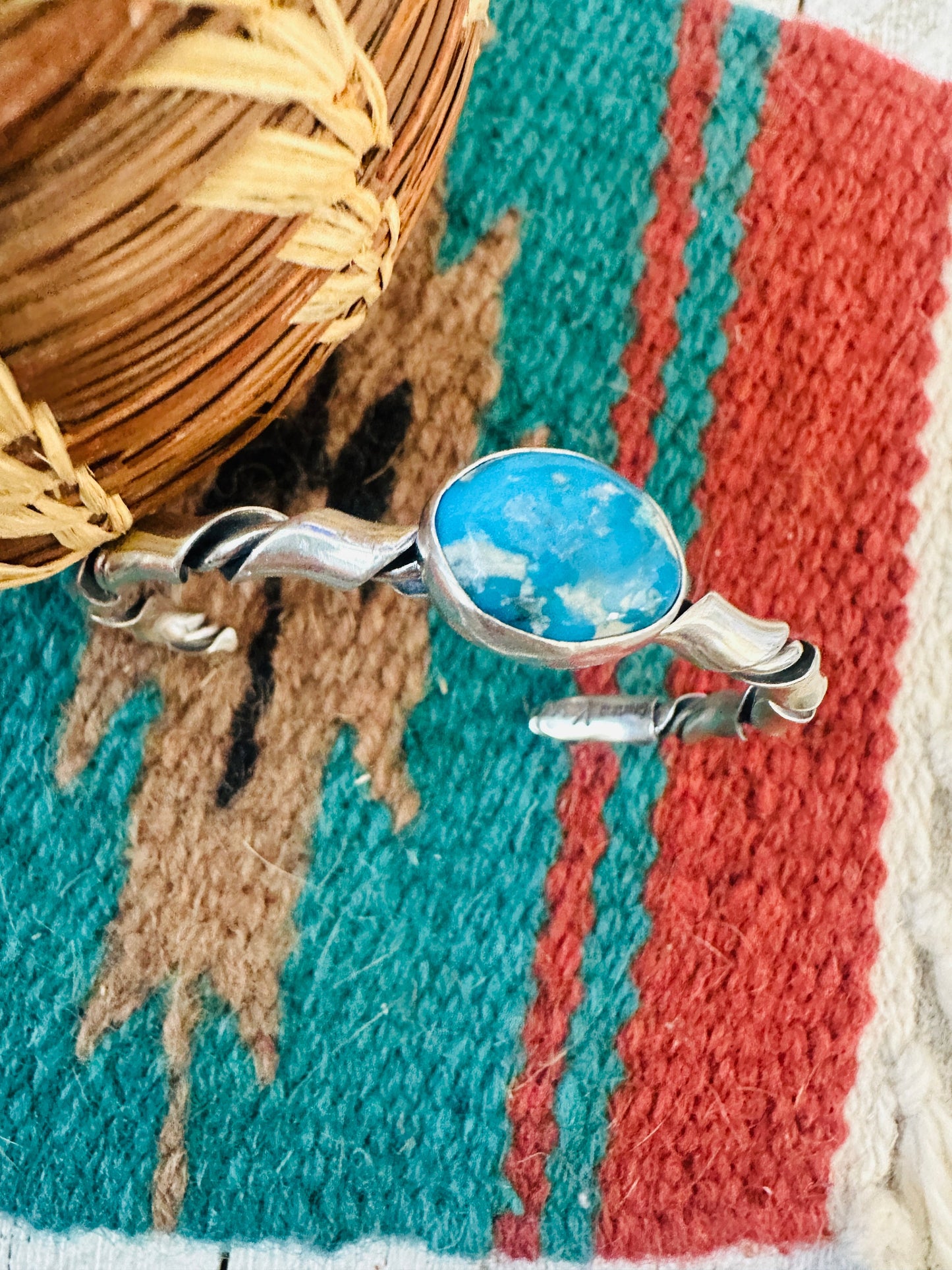 Handcrafted Twisted Sterling Silver & Turquoise Cuff Bracelet