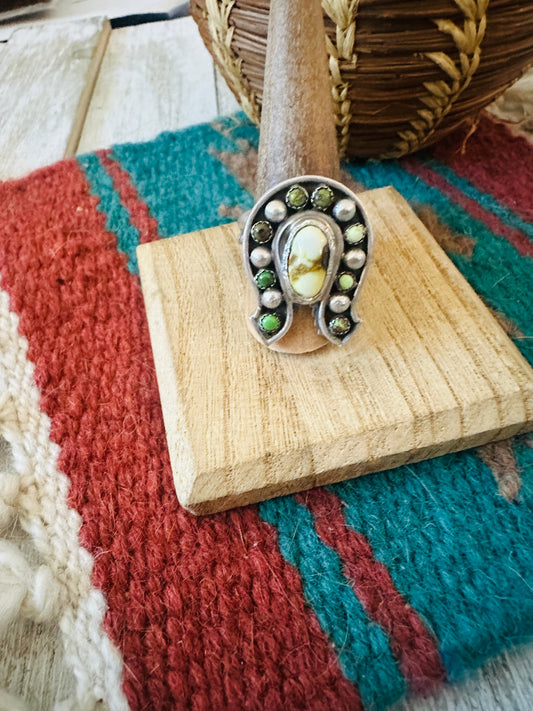 Handcrafted Sterling Silver & Turquoise Adjustable Horseshoe Ring