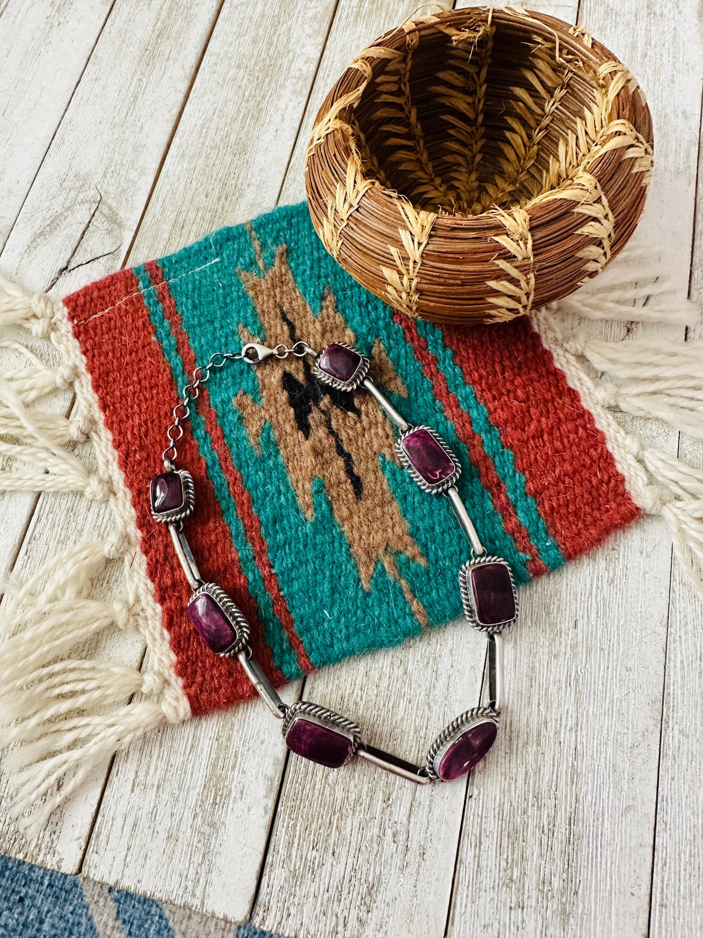 Handcrafted Sterling Silver & Purple Spiny Choker