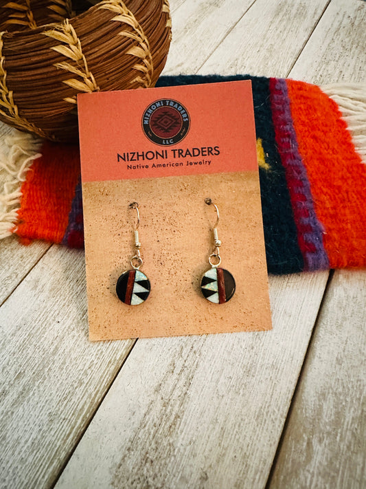 Handcrafted Multi Stone & Sterling Silver Inlay Dangle Earrings