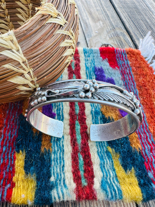 Handcrafted Old Pawn Sterling Silver Cuff Bracelet
