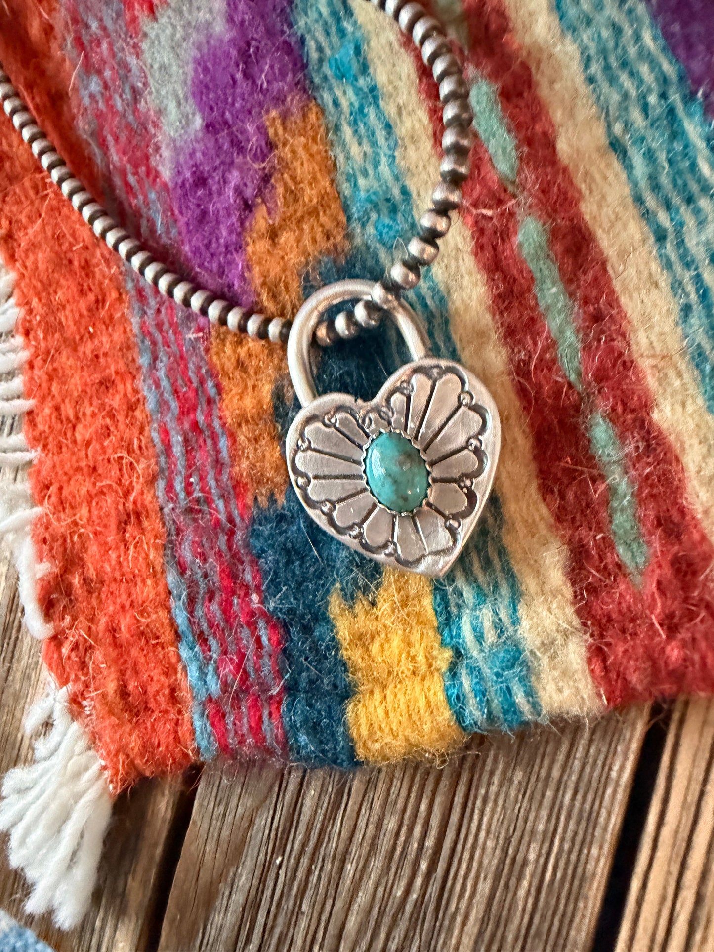 Handcrafted Sterling Silver & Turquoise Heart Locket Pendant