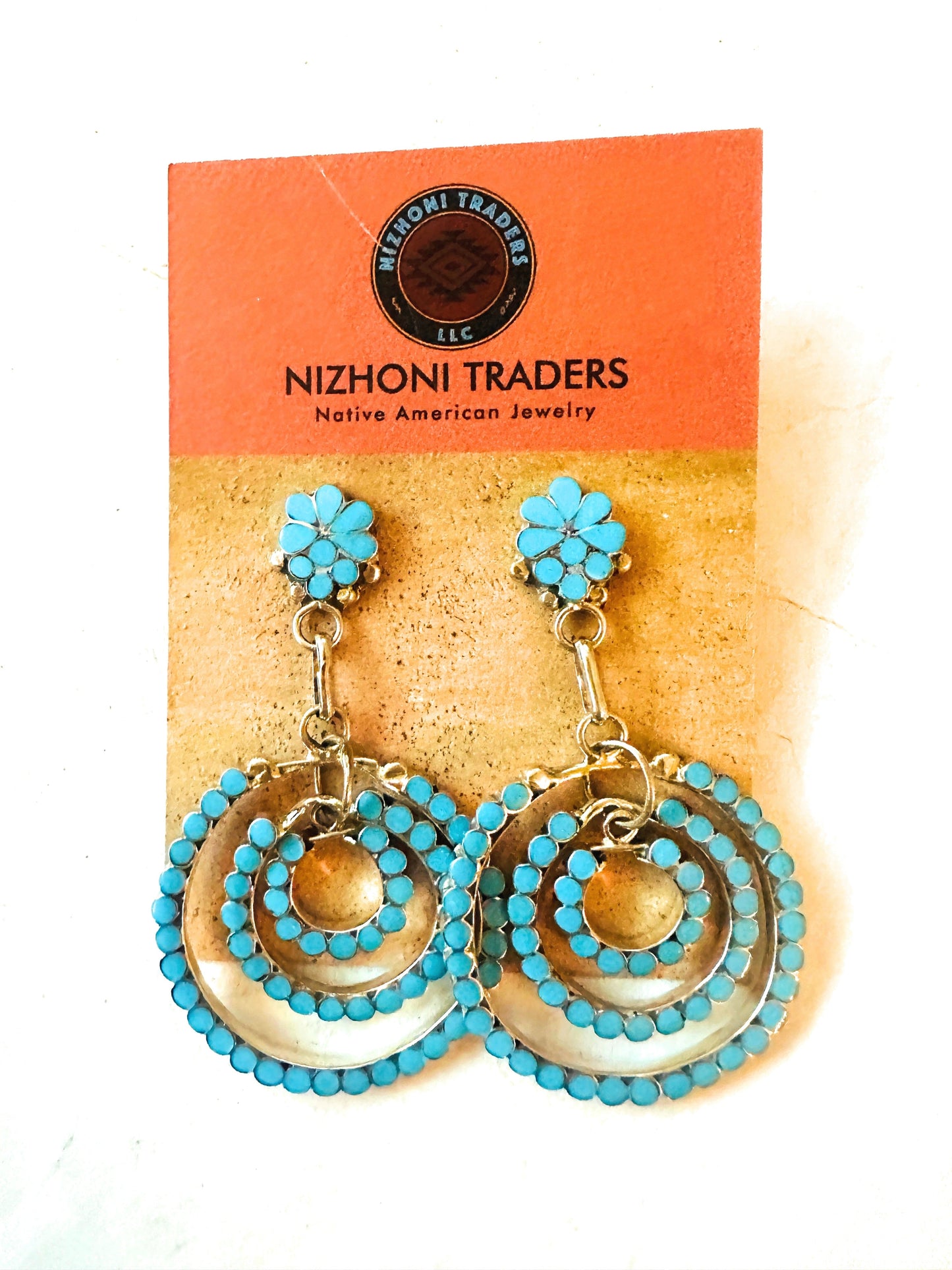 Handcrafted Sterling Silver & Turquoise Inlay Dangle Earrings