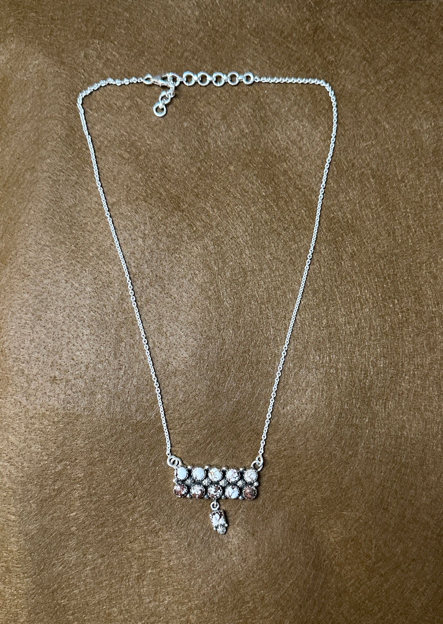 Handmade Sterling Silver & Wild Horse Tear Drop Dangle, Bar Necklace