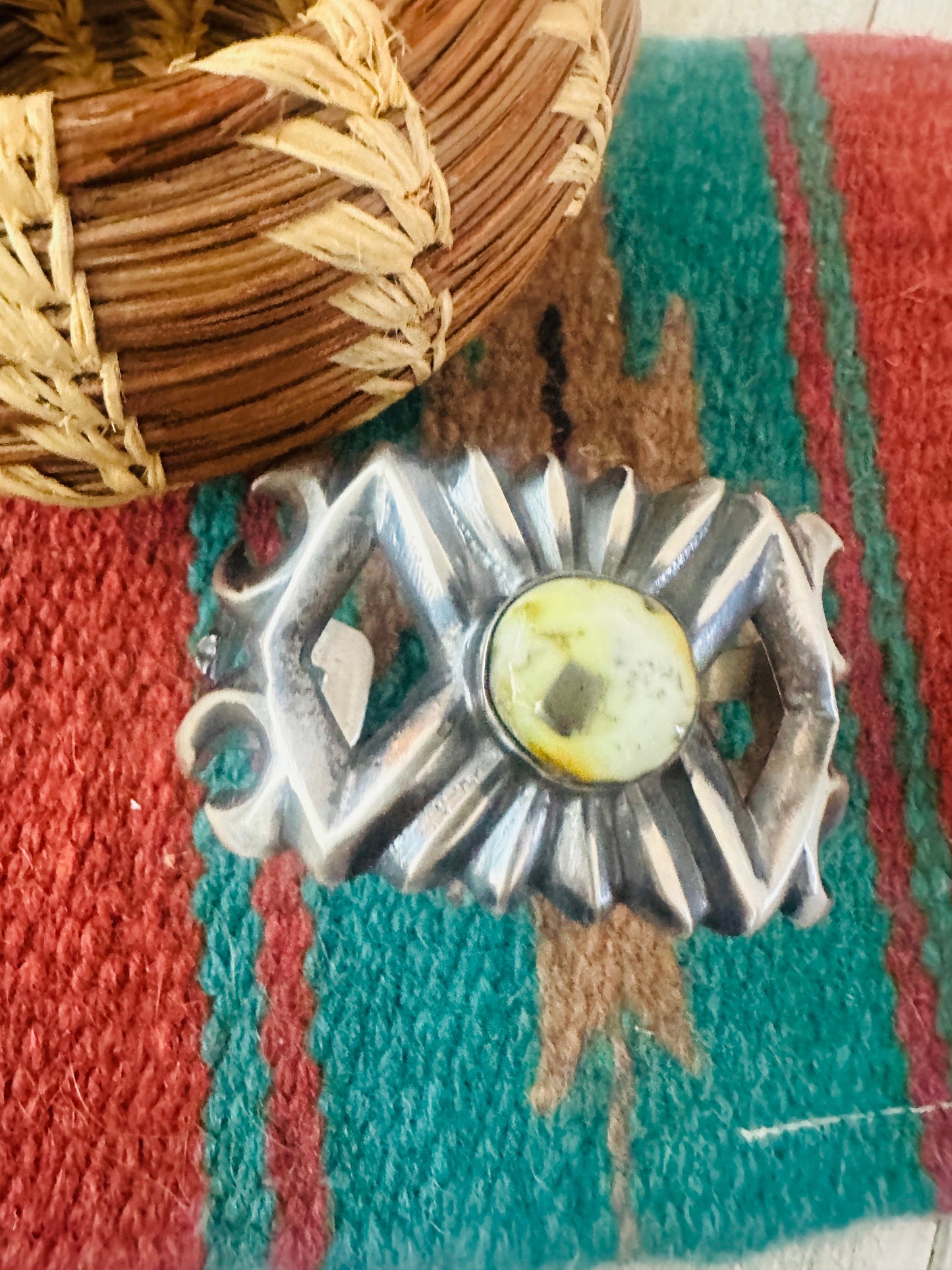 Handcrafted Old Pawn Sterling Silver & Palomino Turquoise Cuff Bracelet by Chimney Butte