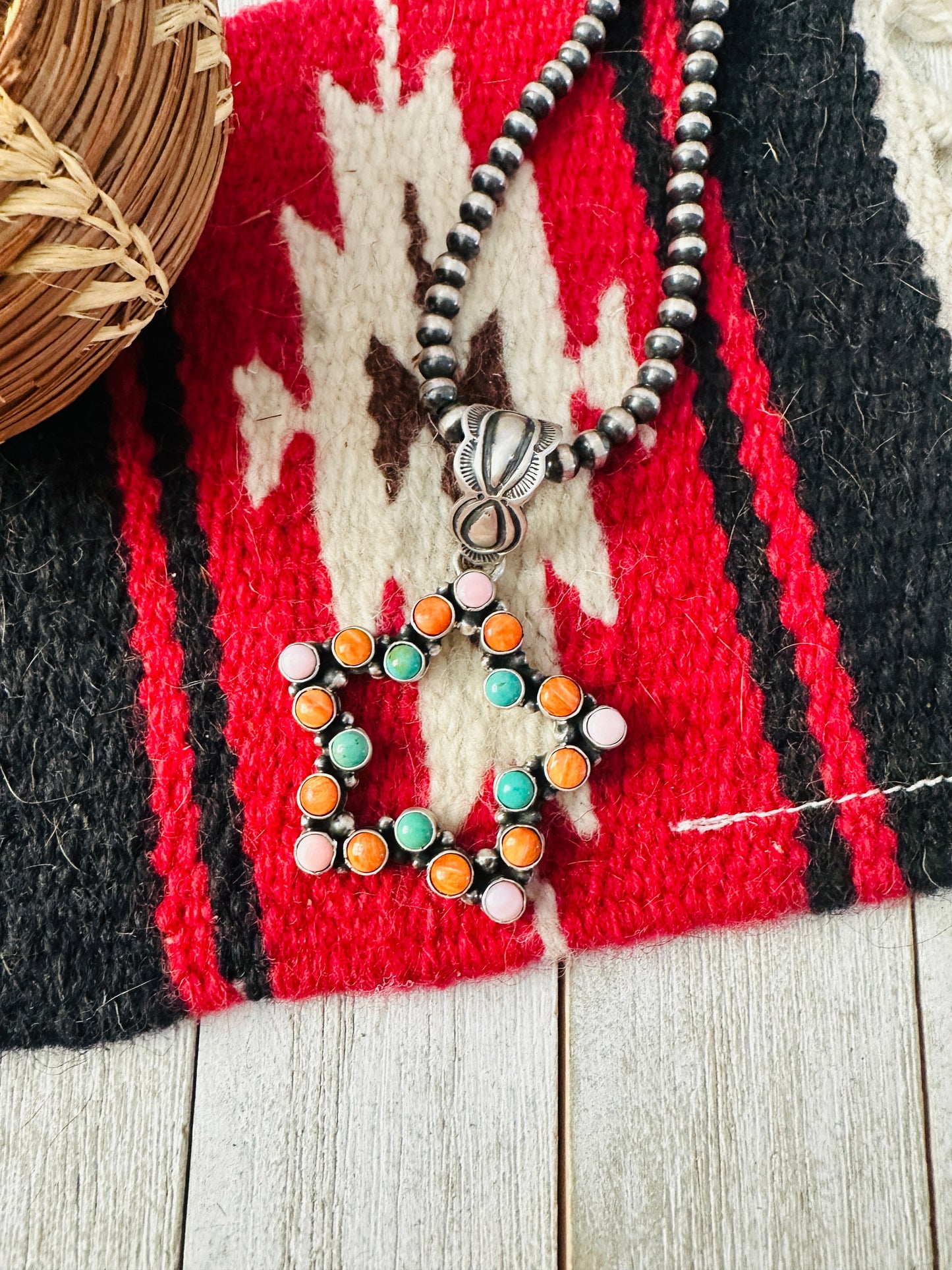 Handcrafted Multi Stone and Sterling Silver Star Pendant
