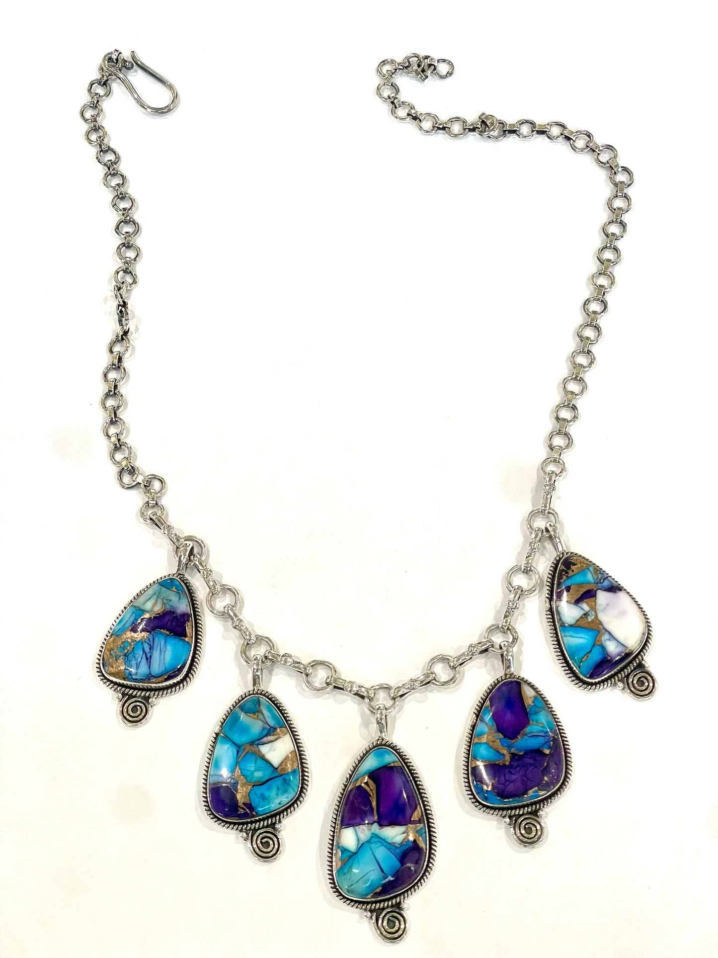 Handmade Sterling Silver & Purple Kingman Mojave Dangle Necklace