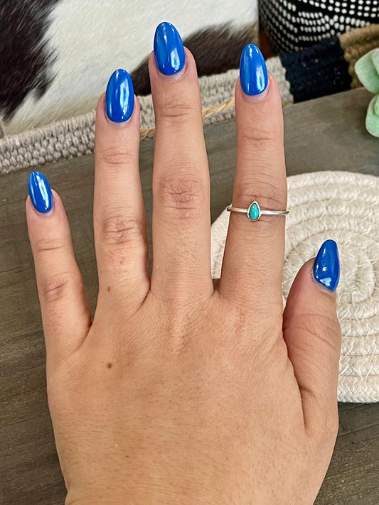 Handmade Turquoise Sterling Silver Mini Teardrop Ring
