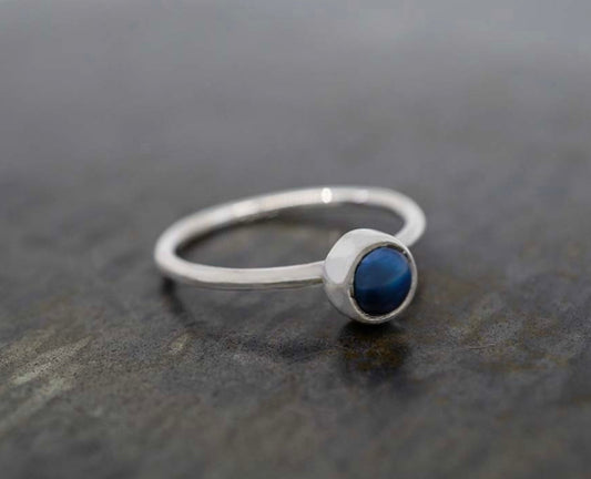 Petite Black Pearl Sterling Silver Ring