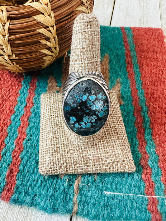 Old Pawn Handcrafted Sterling Silver & Kingman Web Turquoise Men’s Ring Size 10