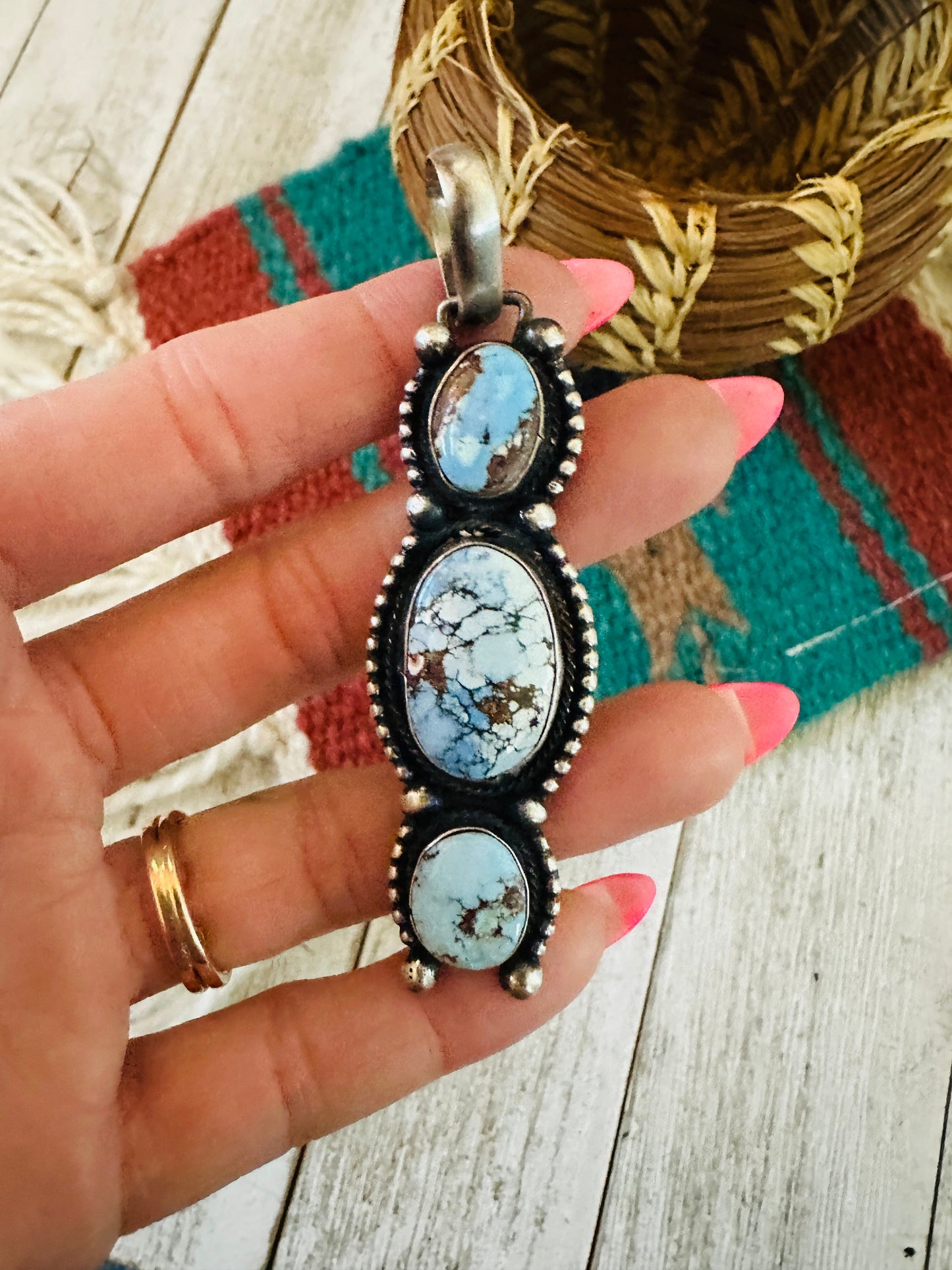 Handcrafted Golden Hills Turquoise & Sterling Silver Pendant