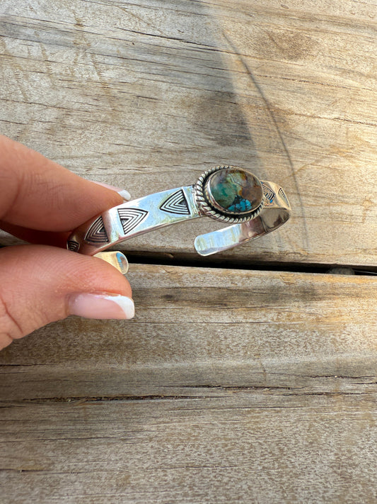 Handmade Sterling Silver & Royston Turquoise Cuff Bracelet