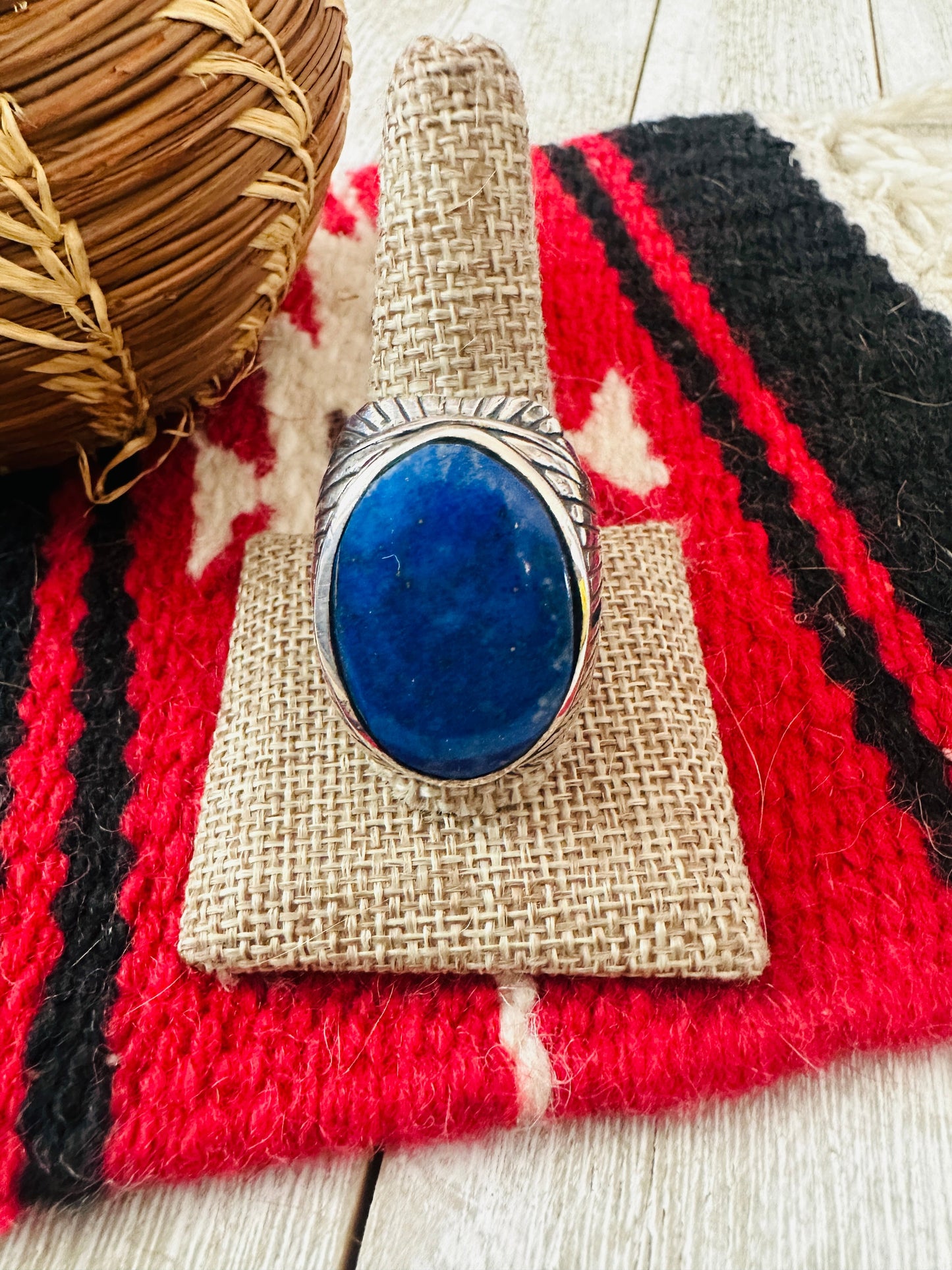 Old Pawn Handcrafted Sterling Silver & Lapis Men’s Ring Size 12