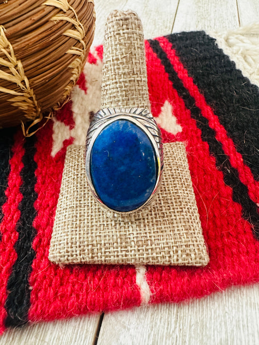 Old Pawn Handcrafted Sterling Silver & Lapis Men’s Ring Size 12
