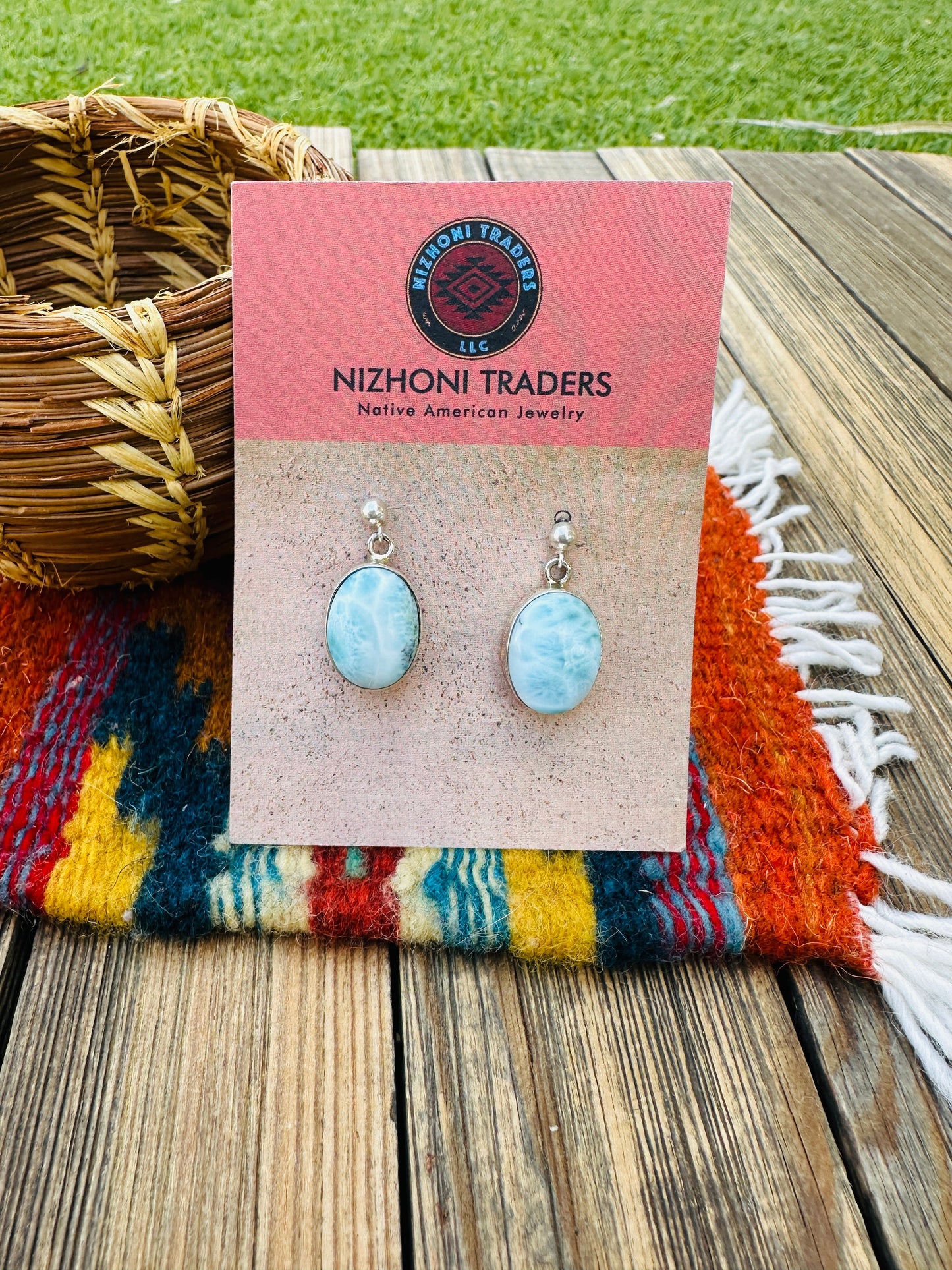 Handcrafted Larimar & Sterling Silver Dangle Earrings