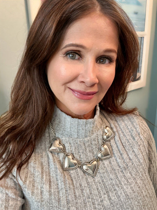 Silver-Plated Five Heart Necklace