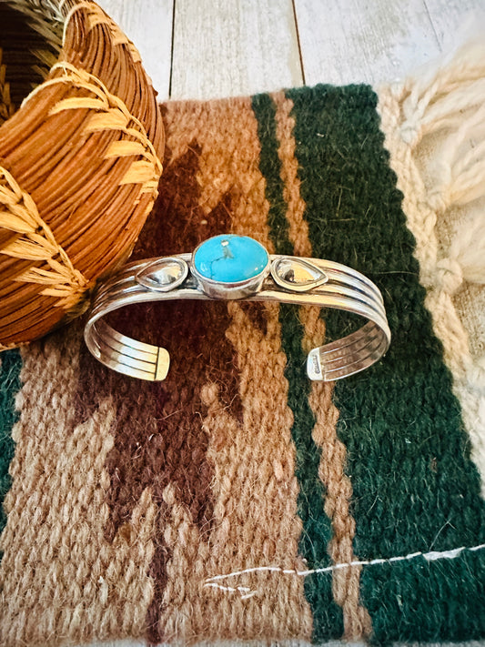 Handcrafted Turquoise & Sterling Silver Cuff Bracelet