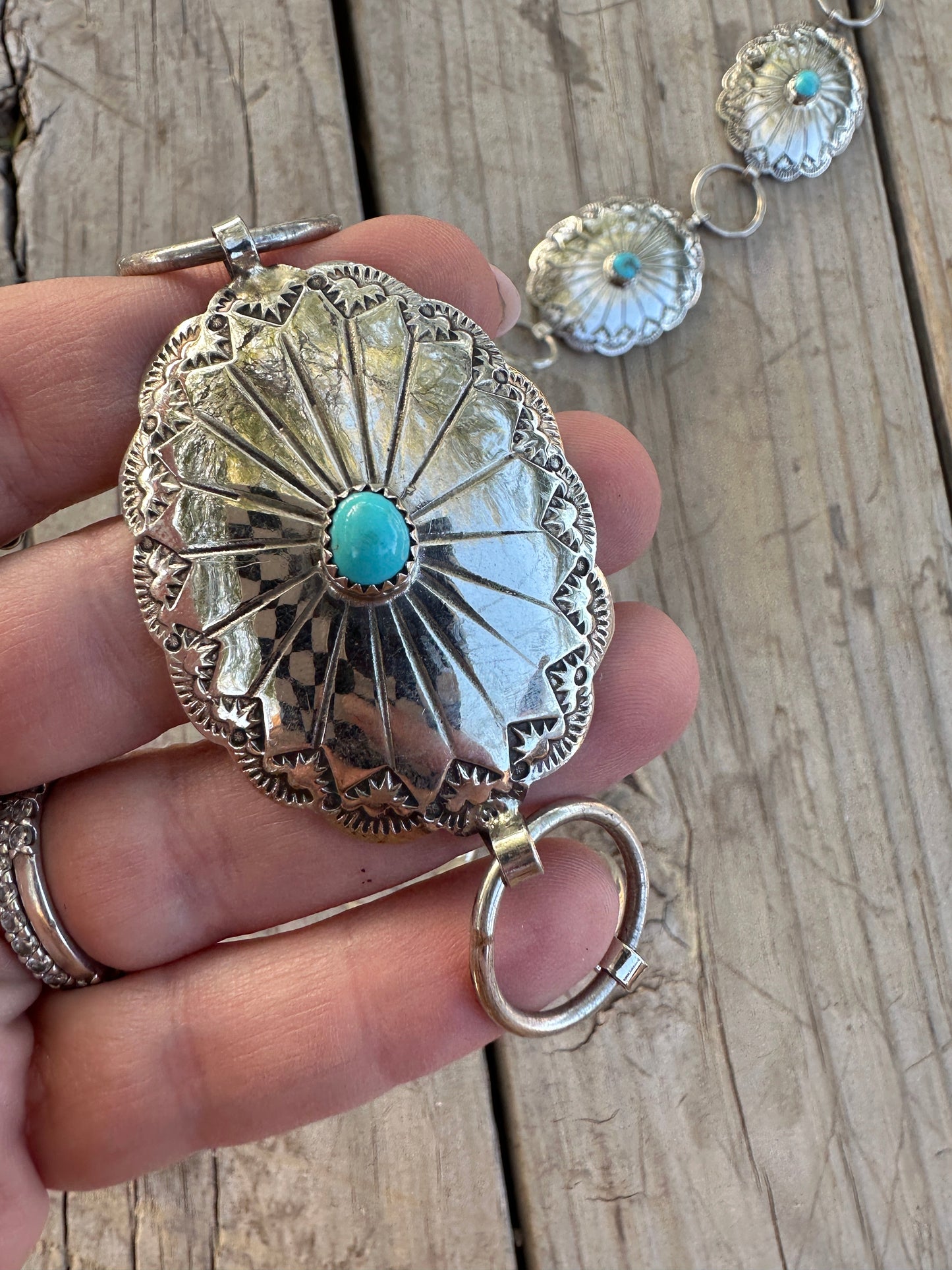 Beautiful Handcrafted Handmade Nickel Silver Turquoise Concho Belt