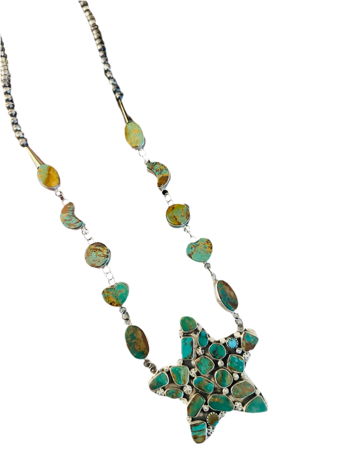 Handcrafted Sterling Silver & Royston Turquoise Star Necklace by Jacqueline Silver