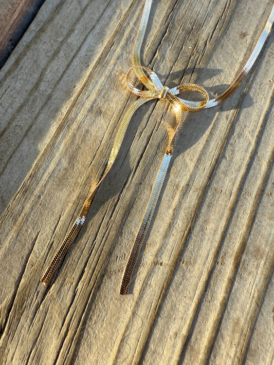 “The Golden Collection” BOW NECKLACE Handmade Gold Plated Necklace STYLE 2