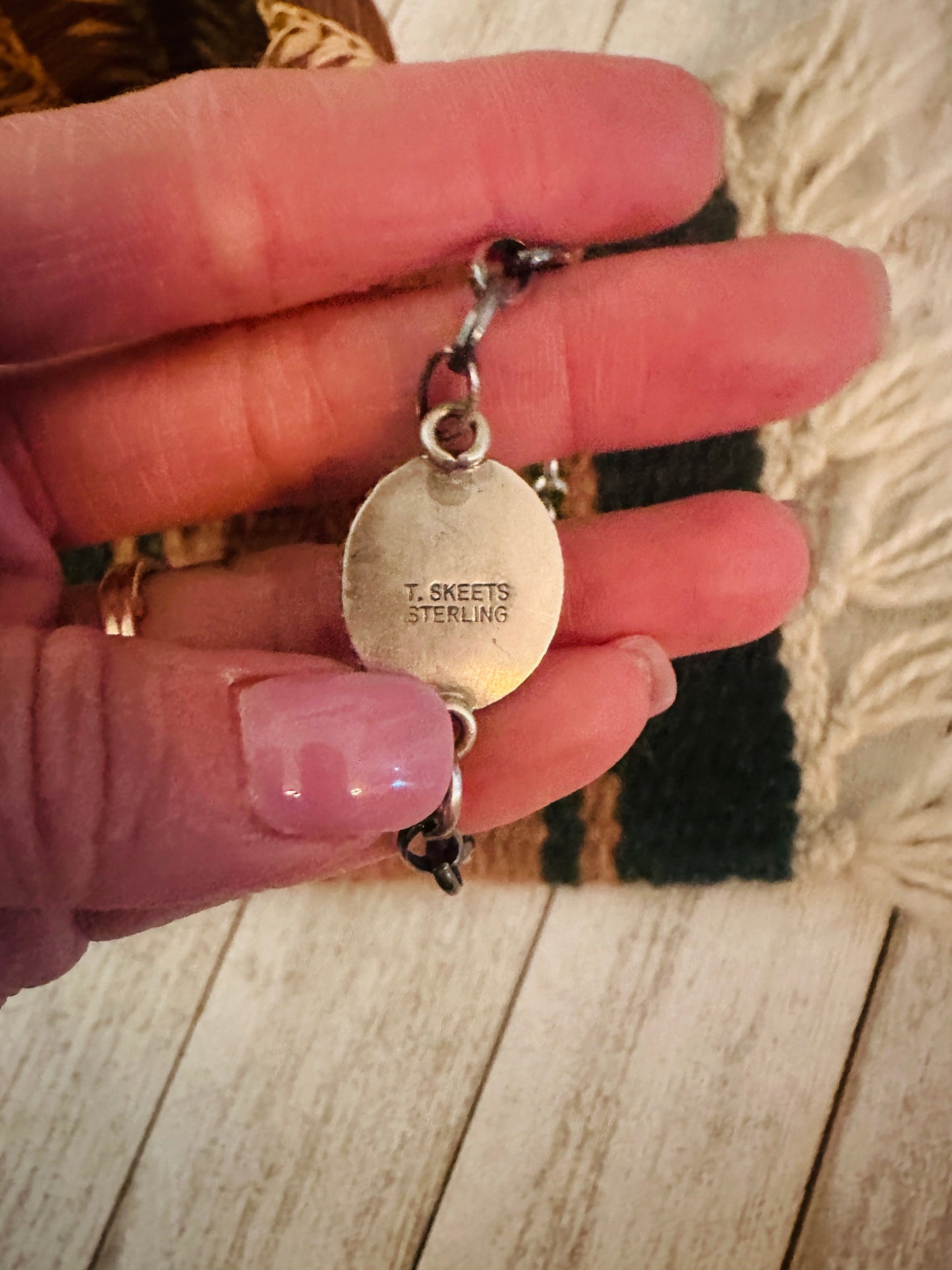Handcrafted Pink Dream Mojave & Sterling Silver Link  Bracelet