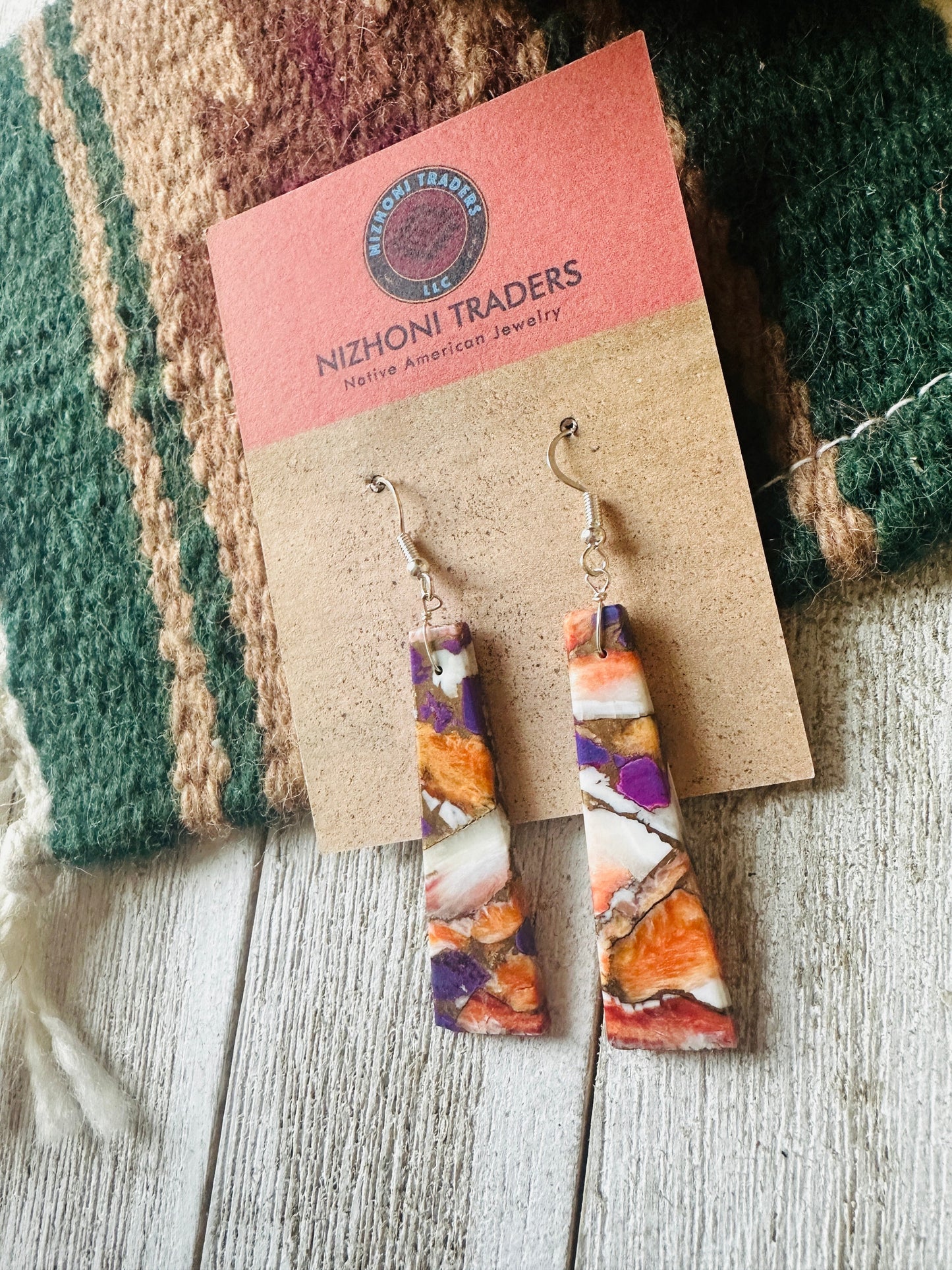 Handcrafted Sterling Silver & Purple Spice Slab Dangle Earrings