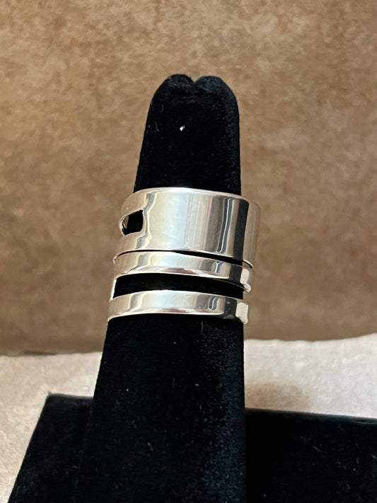 Fold Over Sterling Silver Ring w/ Channel