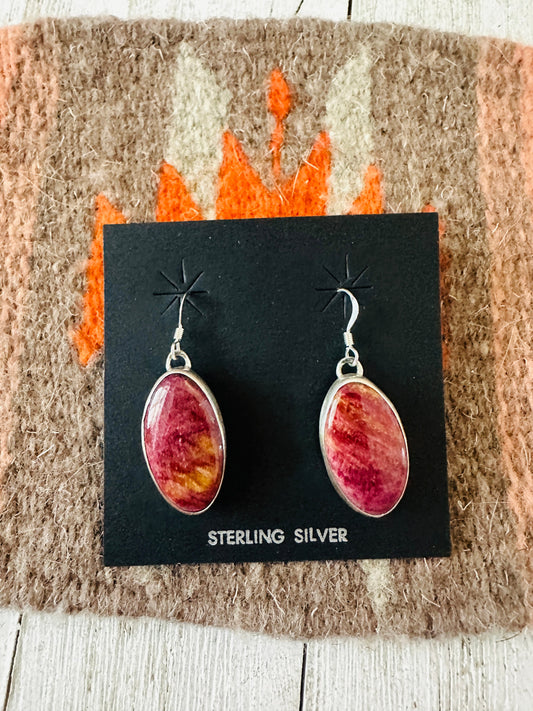 Handcrafted Purple Spiny and Sterling Silver Dangle Earrings