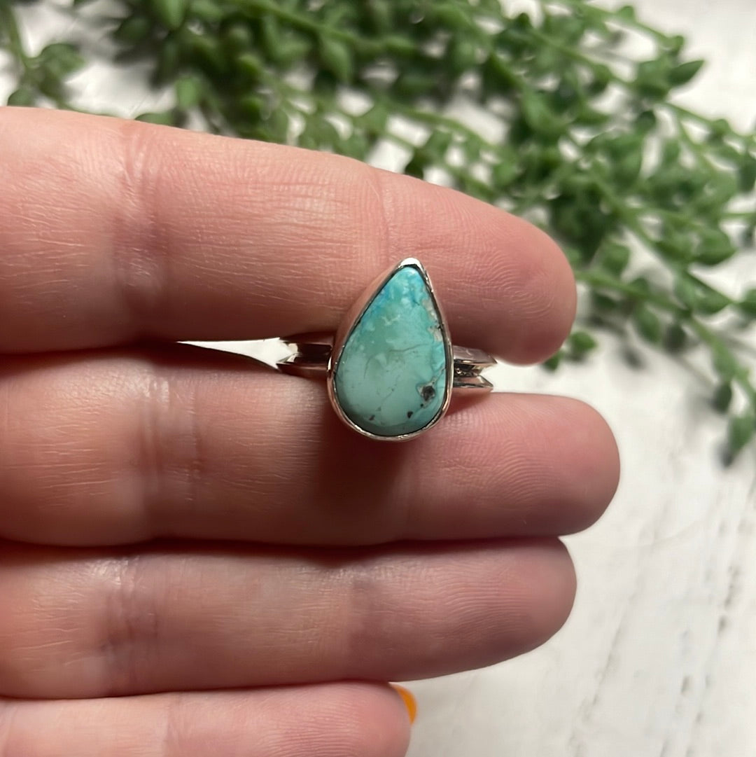 Handcrafted Turquoise Sterling Silver Teardrop Ring