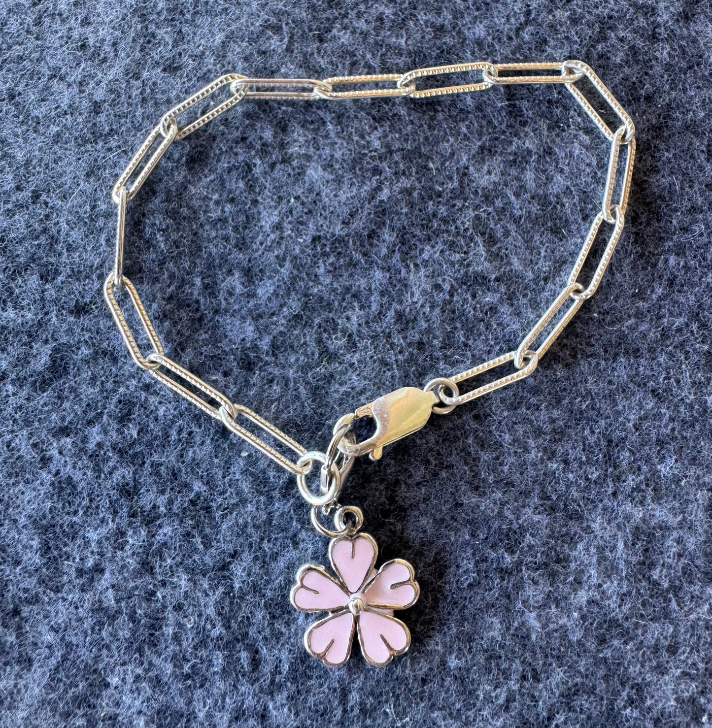 Handcrafted Sterling Silver Pink Daisy Charm