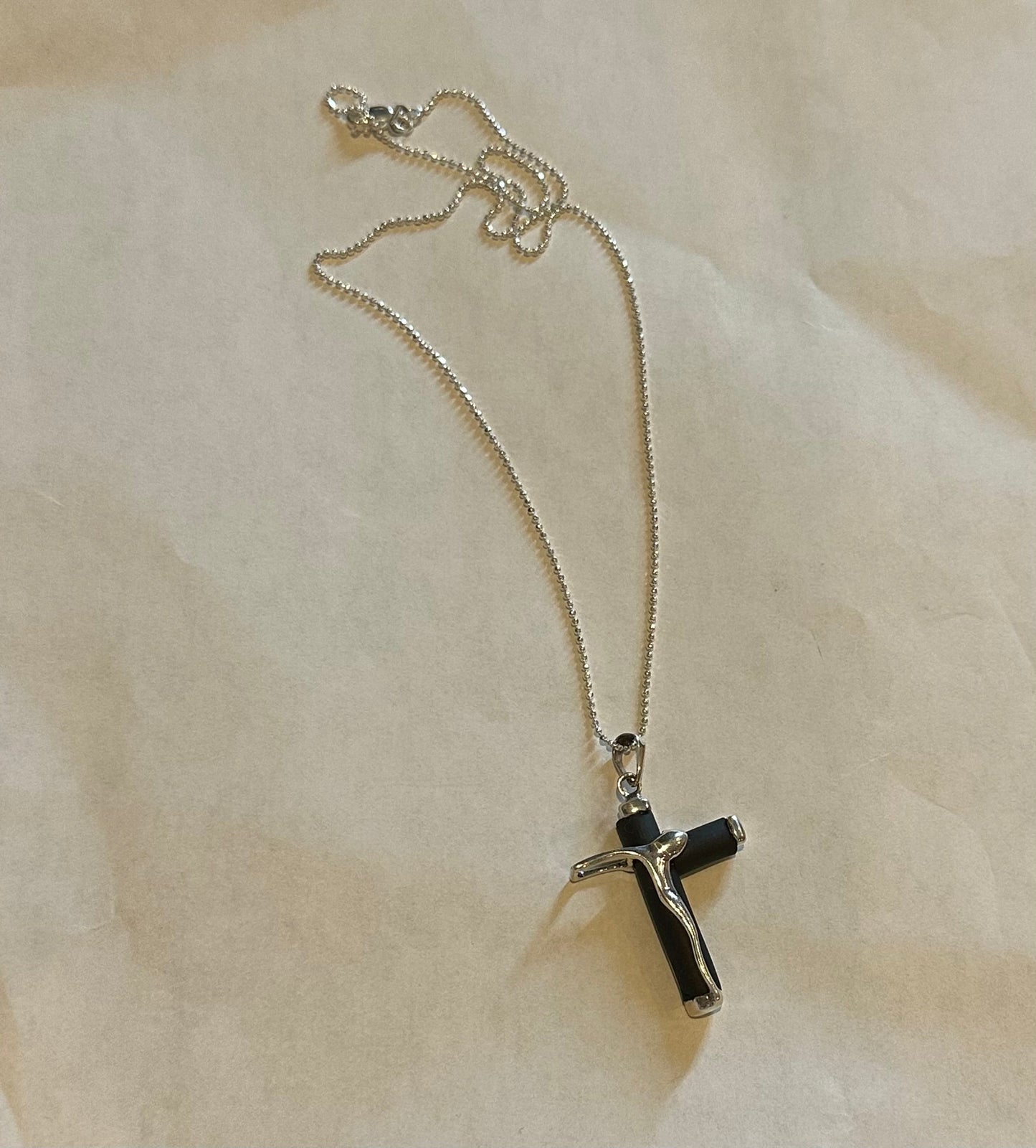 Crucifix Cross Pendant Sterling Silver Necklace