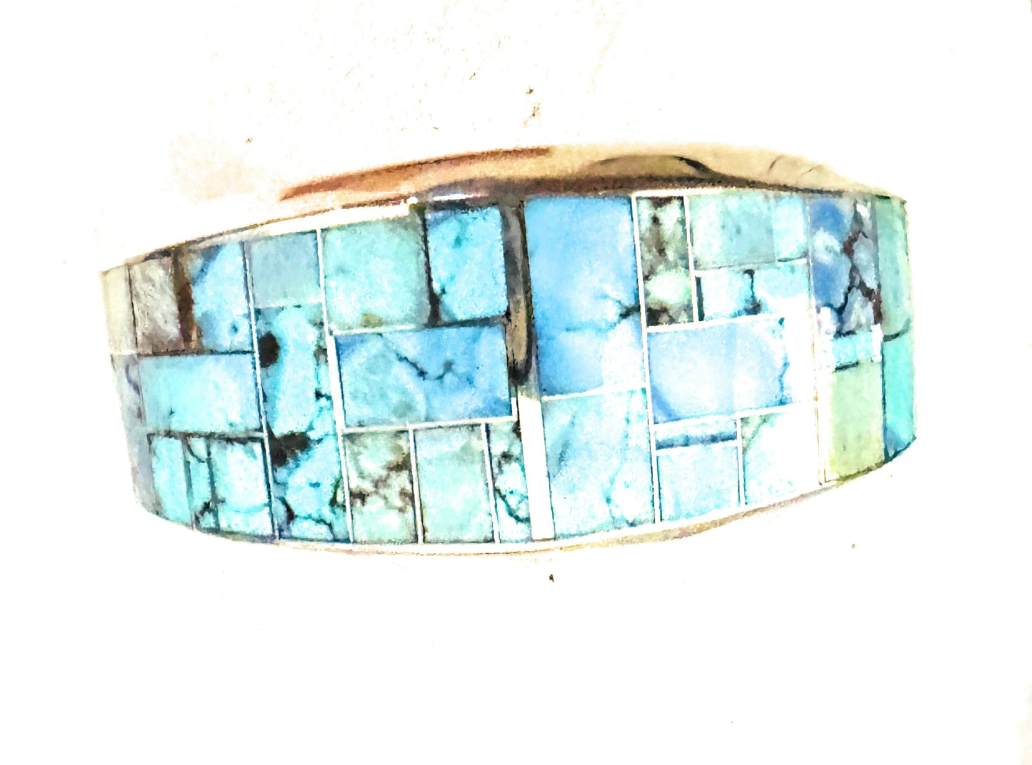 Navajo Sterling Silver & Golden Hills Turquoise Inlay Cuff Bracelet