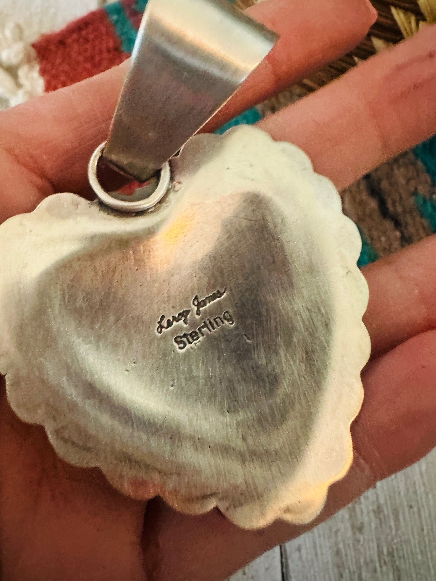 Handcrafted Palomino Turquoise & Sterling Silver Heart Pendant