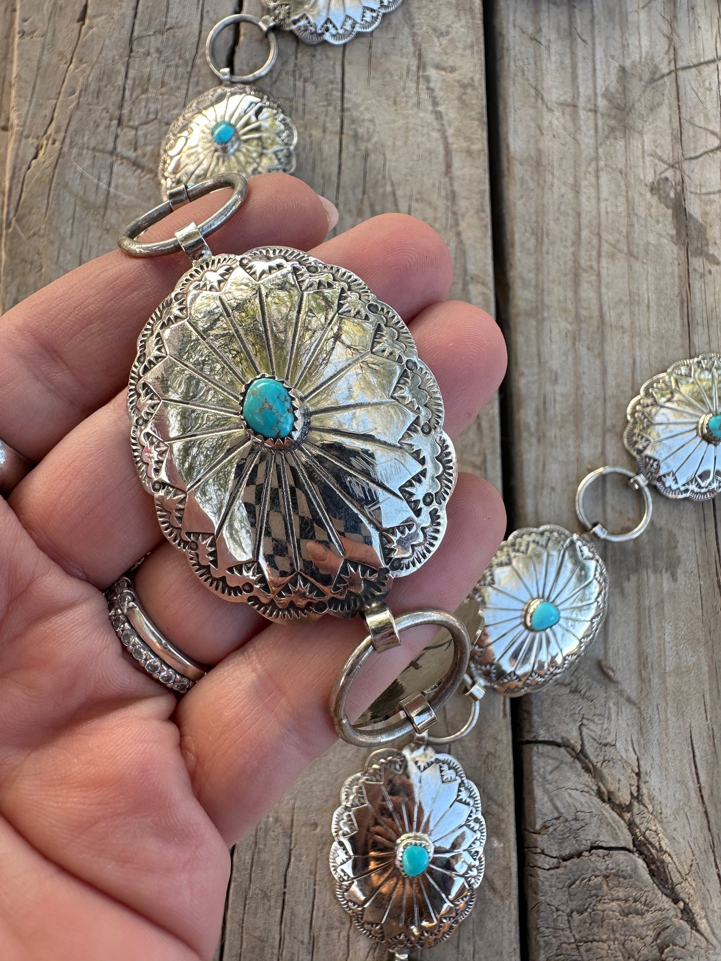 Beautiful Handcrafted Handmade Nickel Silver Turquoise Concho Belt