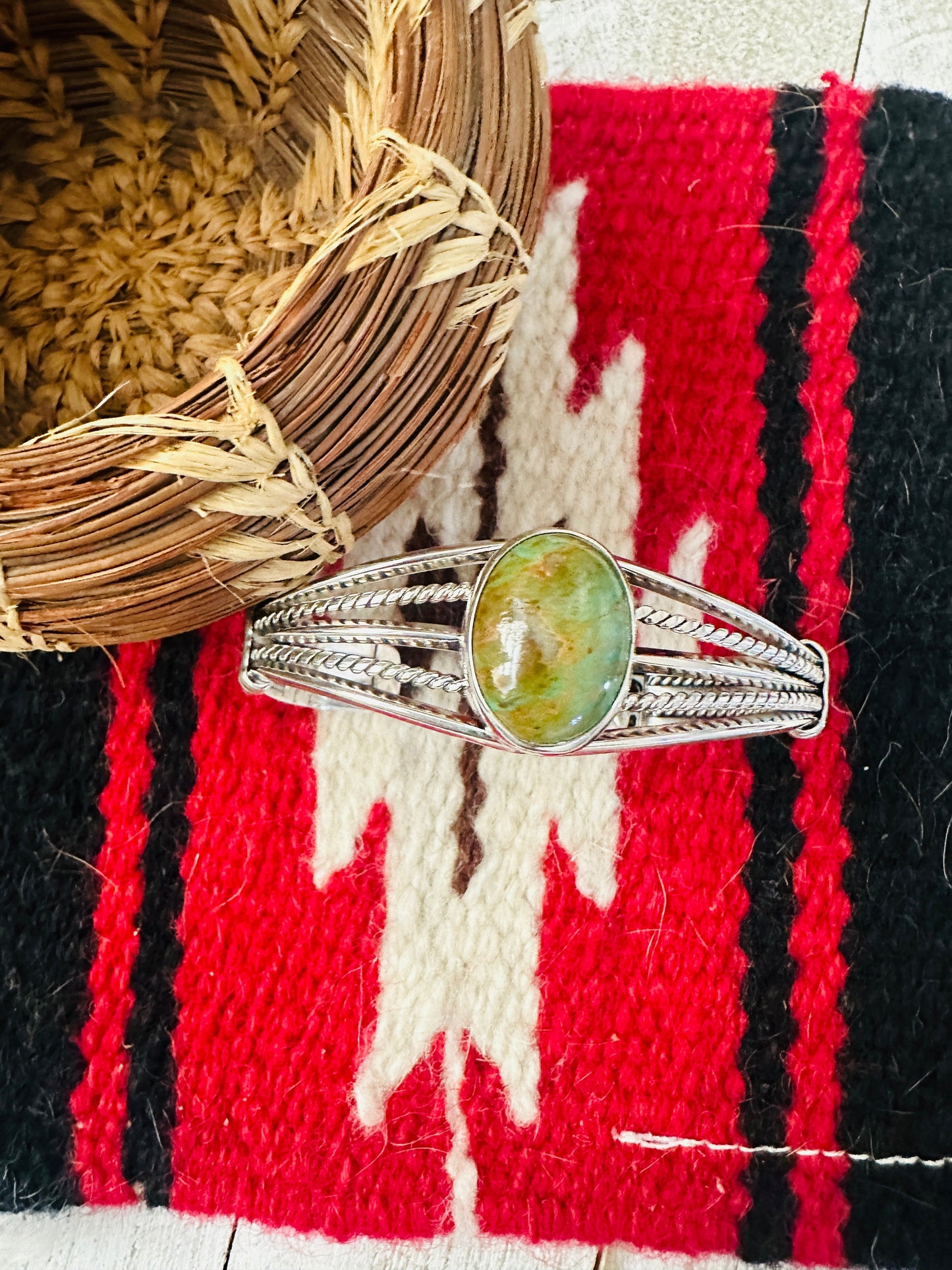 Handcrafted Royston Turquoise & Sterling Silver Cuff Bracelet