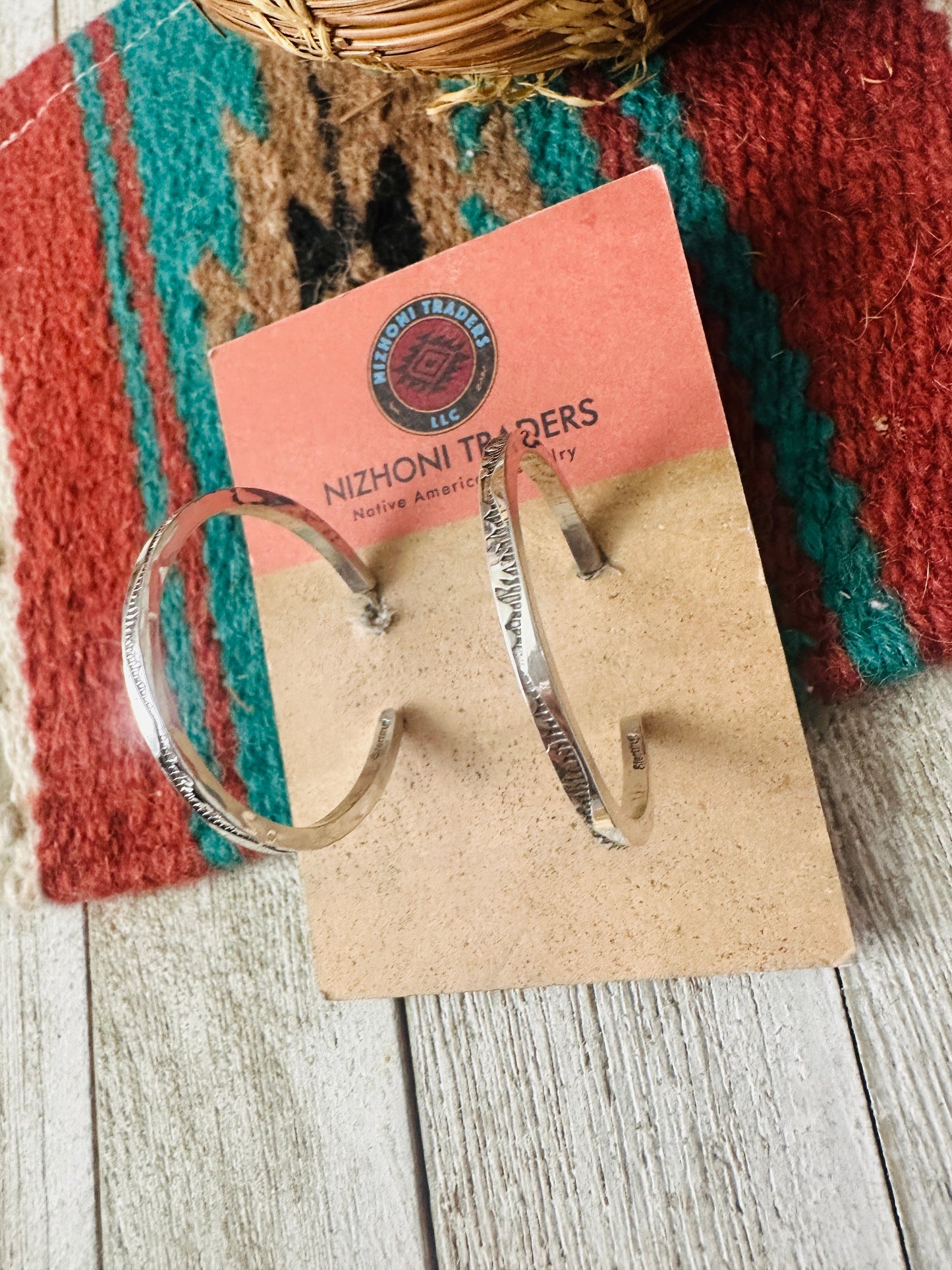 Handcrafted Hand Stamped Sterling Silver Hoop Earrings